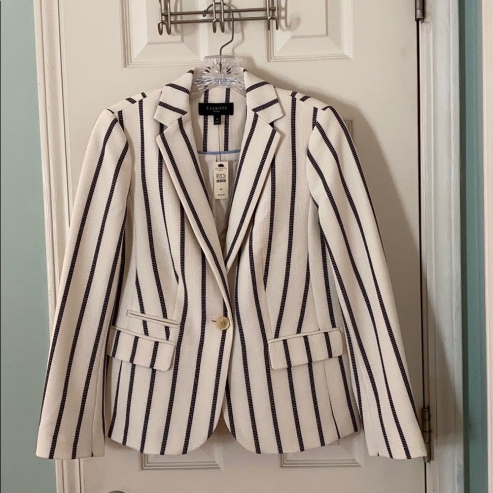 Black and white striped blazer